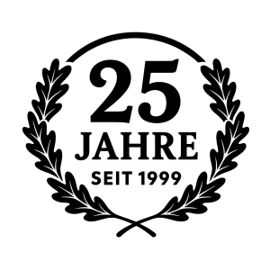 Logo 25 Jahre Mischler Landmaschinen und Metallbau in Schwarzenegg – Jubiläumsausgabe in Schwarz, Familienbetrieb mit Erfahrung im Einzugsgebiet Steffisburg, Fahrni und Umgebung.